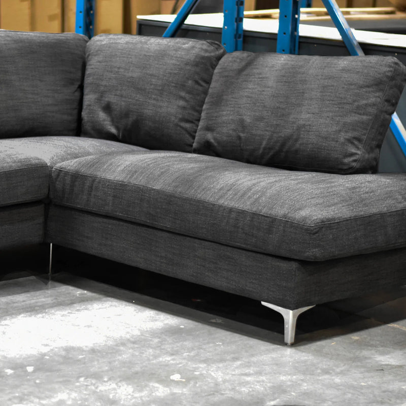 Feather Right Charcoal Linen- Sectional Sofa