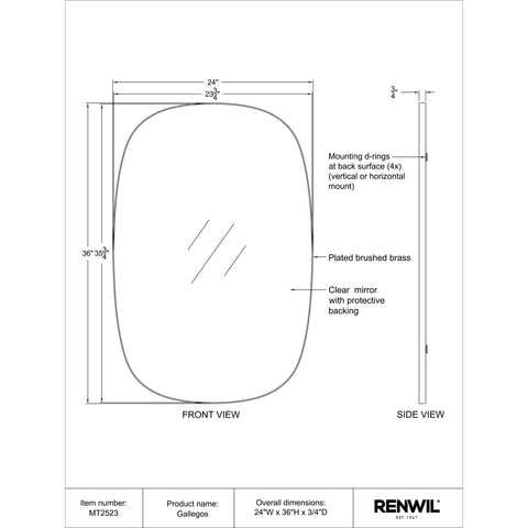 Gallegos Brushed Brass Modern Wall Mirror -5