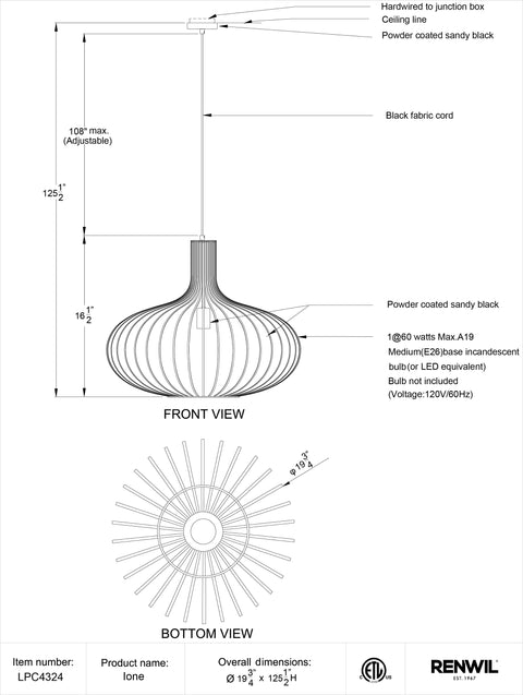 Ione - Ceiling Fixture Renwil