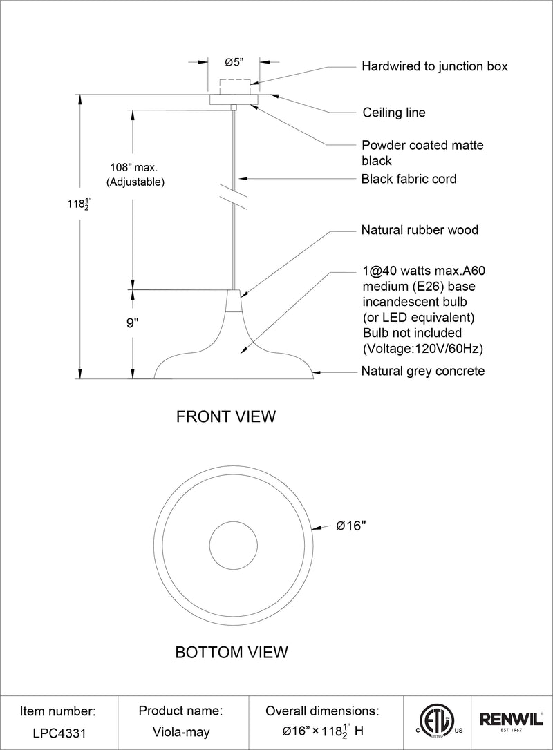 Viola-May- Renwil Ceiling Fixture