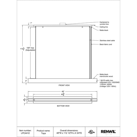 Taya - Ceiling Fixture Renwil