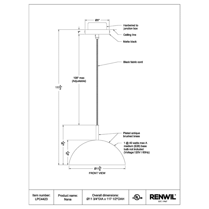 Nina -Renwil Ceiling Fixture