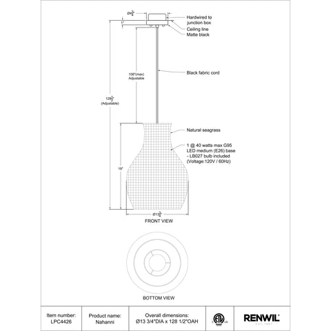 Nahanni - Ceiling Fixture Renwil