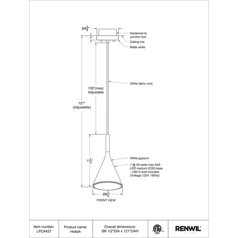 Hottah - Ceiling Fixture Renwil