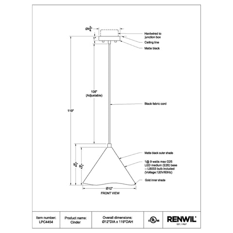 Cinder -Renwil Ceiling Fixture