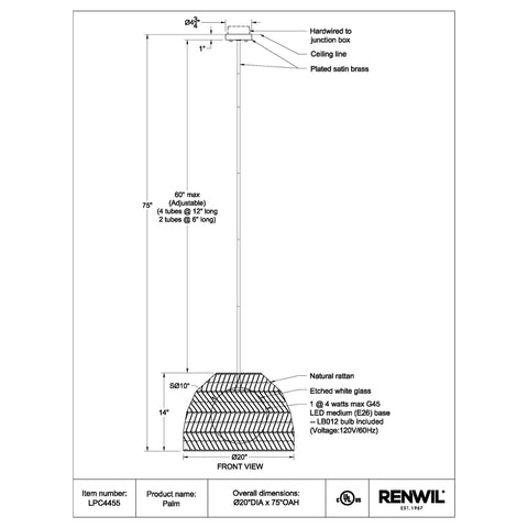 Palm - Ceiling Fixture Renwil