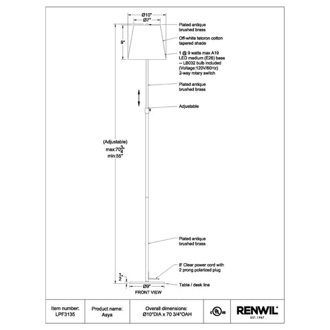 Asya - Floor Lamp Renwil