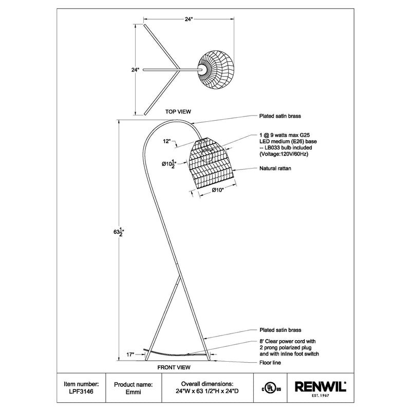 Emmi -Renwil Floor Lamp