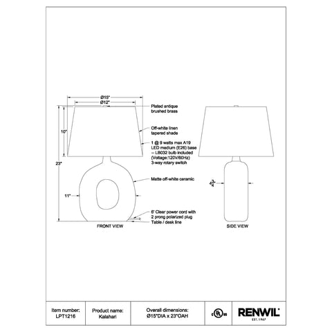 Kalahari - Table Lamp Renwil