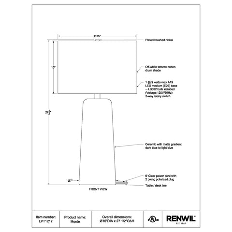 Monte  -Renwil Table Lamp