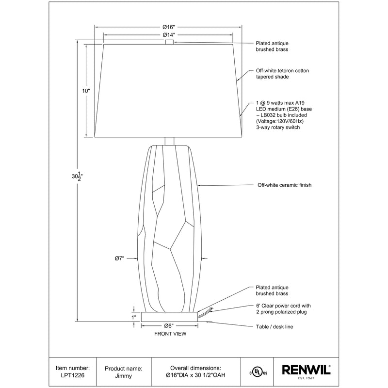 Jimmy- Renwil Table Lamp