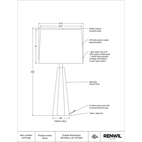 Rima- Table Lamp Renwil