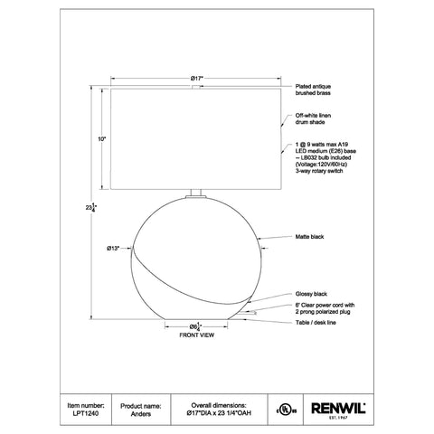 Anders - Table Lamp Renwil