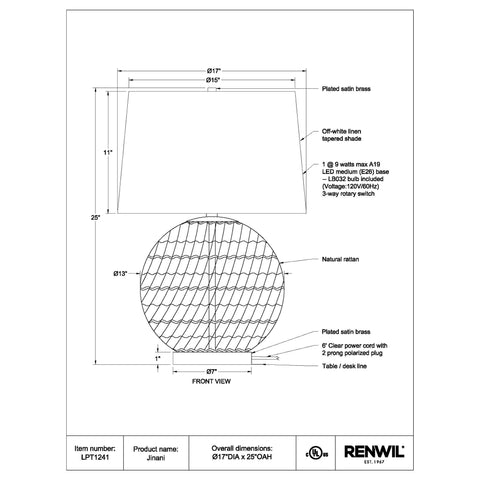 Jinani - Table Lamp Renwil