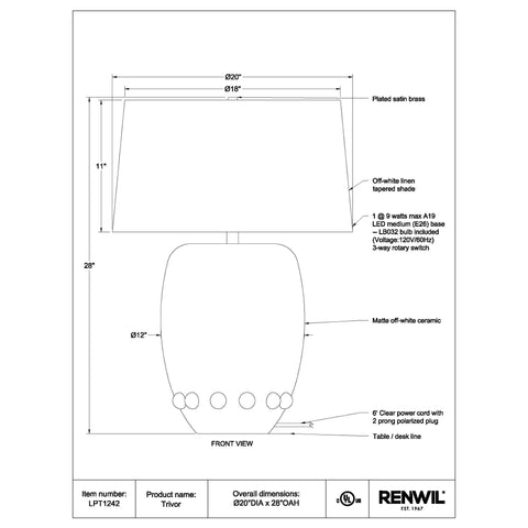 Trivor - Table Lamp Renwil