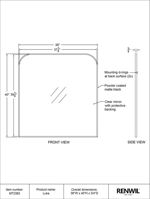 Luka Black Modern Wall Mirror-5