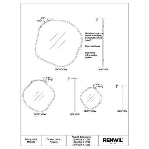 Nucleus Satin Brass Modern Wall Mirror -8
