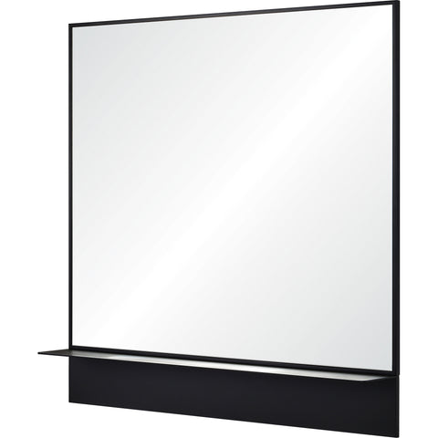 Otavi Black Modern Wall Mirror with Shelf -1
