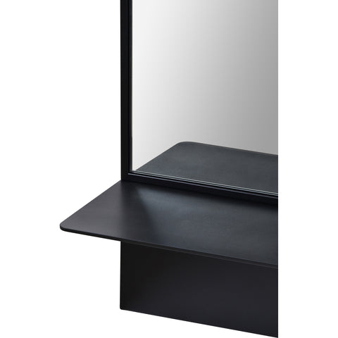 Otavi Black Modern Wall Mirror with Shelf -4