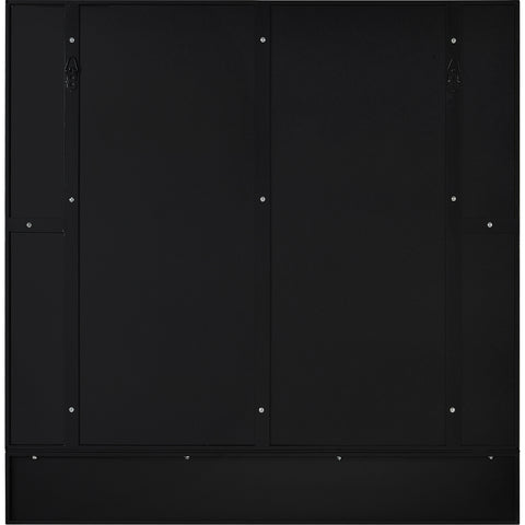 Otavi Black Modern Wall Mirror with Shelf -5