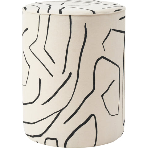Rachelle Cream Printed Cotton Stool-1