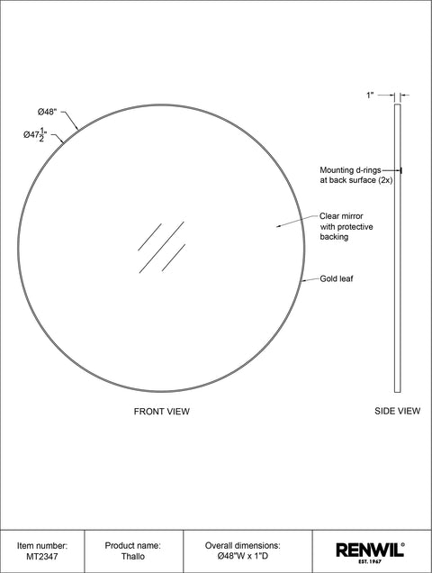 Thallo Gold Round Wall Mirror-4
