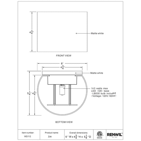 Zak- Wall Sconce Renwil