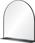 Wearstley Black Modern Wall Mirror with Shelf -1