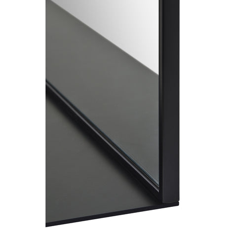 Wearstley Black Modern Wall Mirror with Shelf -4
